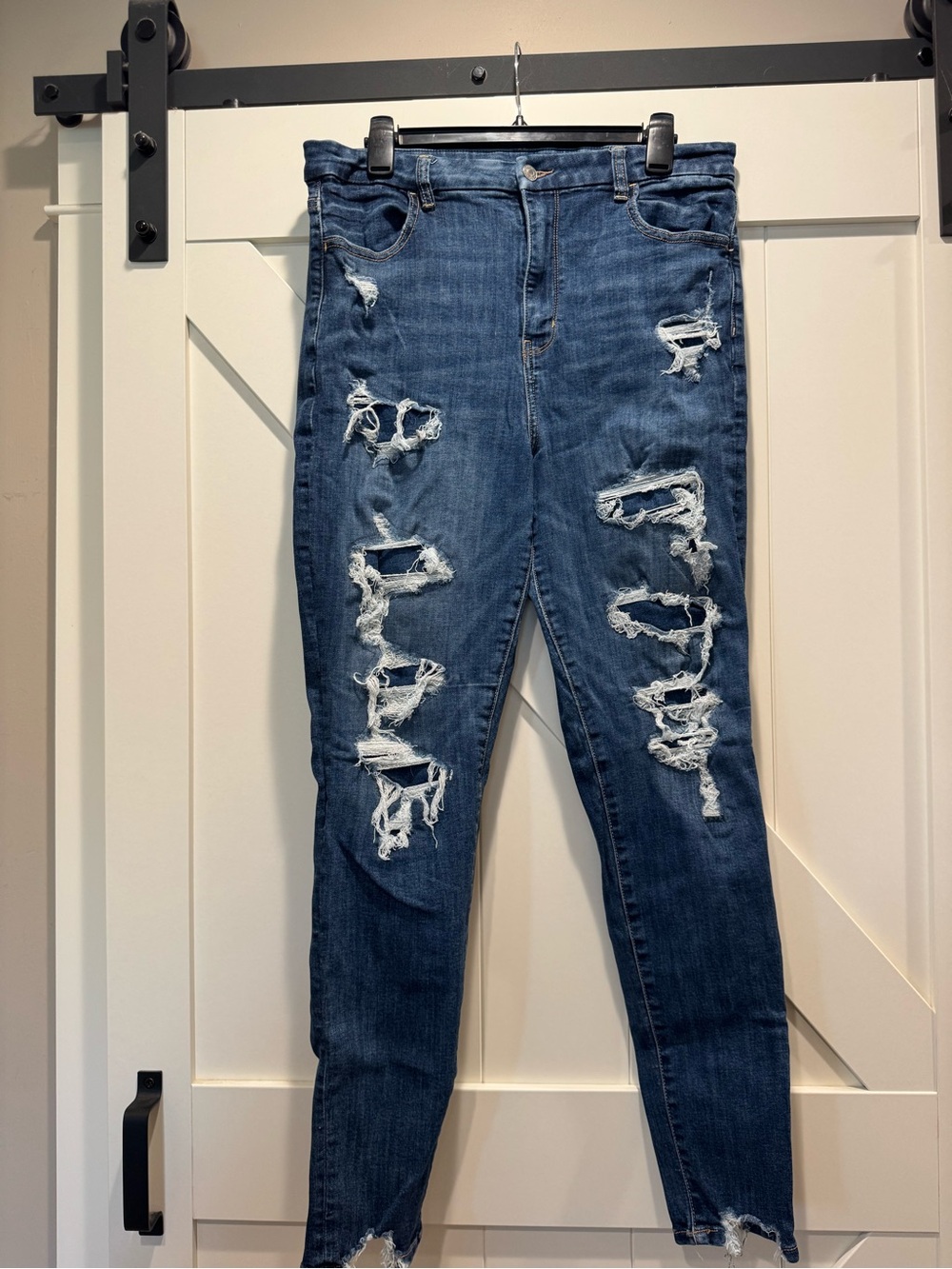 American Eagle Outfitters Ripped Skinny Jeans - Blue